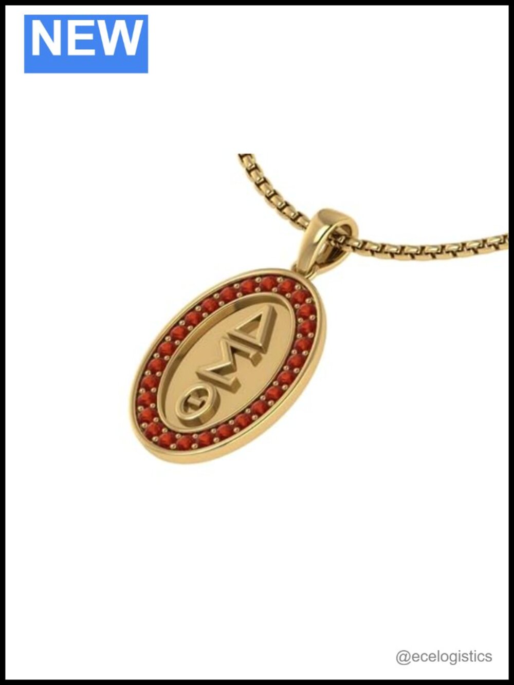Sterling Silver Gold Plated Ruby Pendant Necklace Greek Sorority Gift
